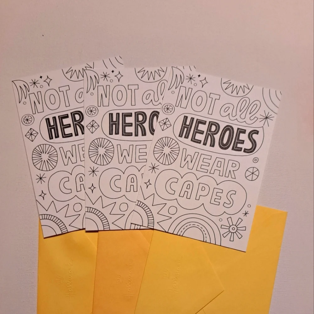 4/$15 🌻 Set Of 3 Hallmark Crayola Inspirational Coloring Cards Yellow Envelopes